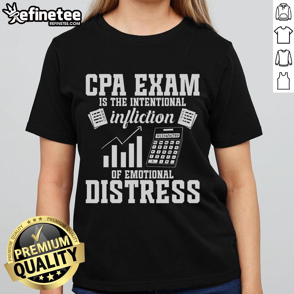 Official CPA Exam ladies tee featuring stylish design, perfect for celebrating your CPA exam success and accounting passion.