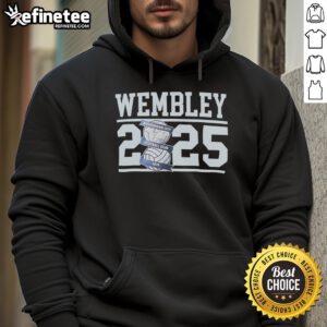 Official Junior Wembley 25 Hoodie in navy blue, featuring a stylish design and comfortable fit for kids.