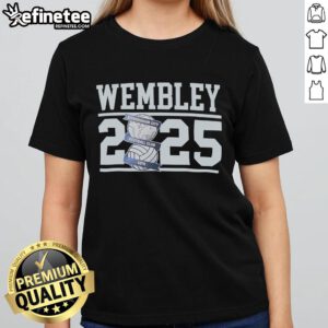 Official Junior Wembley 25 Ladies Tee in vibrant colors, perfect for fans and casual wear, showcasing stylish design.
