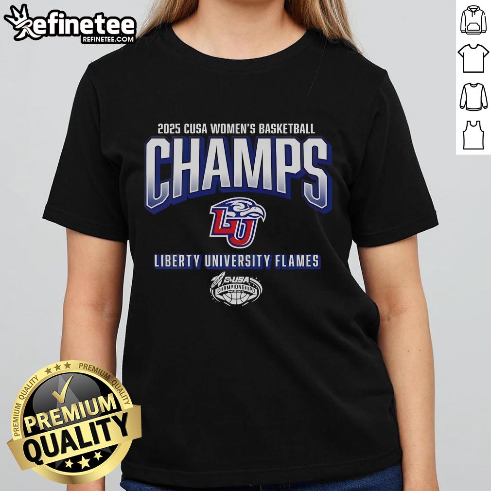 Official Liberty Flames 2025 C-USA Women's Basketball Conference Tournament Champions Ladies Tee shirt design