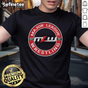 Alt Text: Official Major League Wrestling Since 2002 T-Shirt featuring the league's logo and stylish design for wrestling fans.