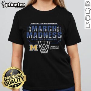 Official McNeese State Cowboys March Madness Bound 2025 NCAA Men's Basketball Ladies Tee in vibrant team colors.