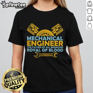 Official Mechanical Engineer T-shirt for women, celebrating the father of all branches in engineering, stylish royal design.