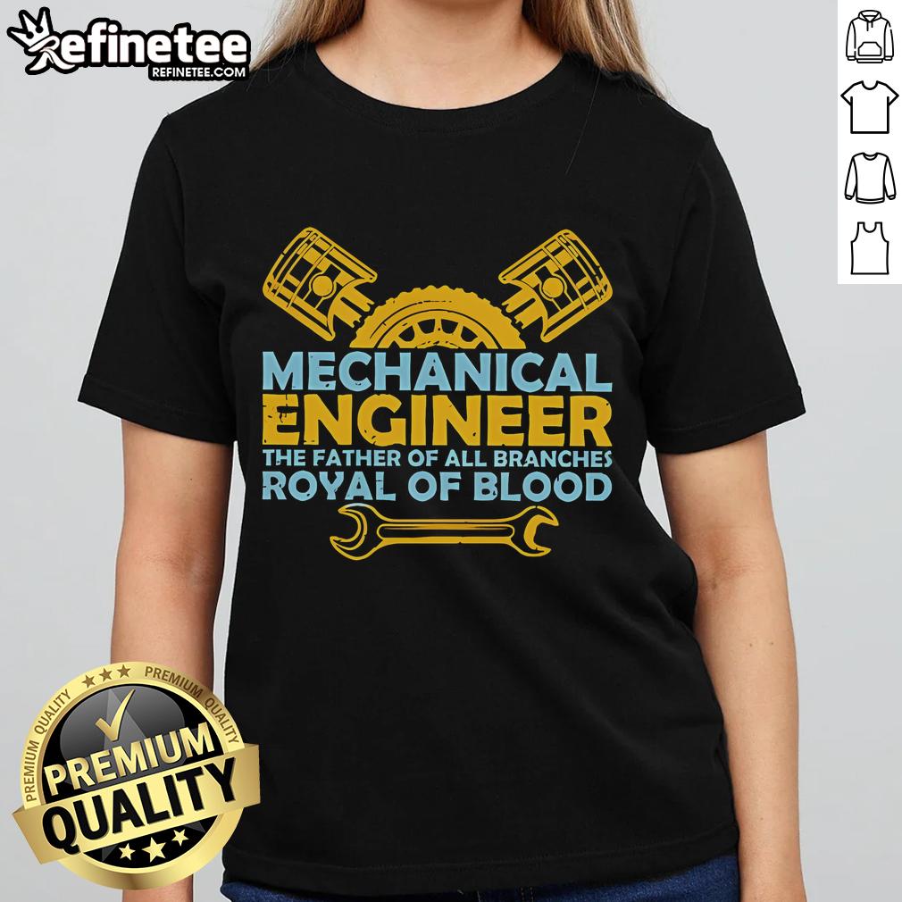 Official Mechanical Engineer T-shirt for women, celebrating the father of all branches in engineering, stylish royal design.