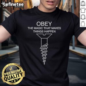 Official Obey The Magic That Makes Things Happen T-Shirt featuring a vibrant design, perfect for casual wear enthusiasts.