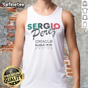 Official Oracle Red Bull Racing Junior Sergio Perez flag tank top featuring vibrant colors and team logo.