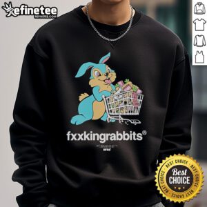 Official Rabbit with Shopping Cart Sweatshirt featuring a playful rabbit design and cozy fit for casual wear.