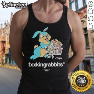 Official rabbit with shopping cart tank top featuring a playful design, perfect for casual wear and animal lovers.