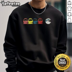 Official Utini Pacman Star Wars Sweatshirt featuring a vibrant design blending classic gaming and sci-fi elements.