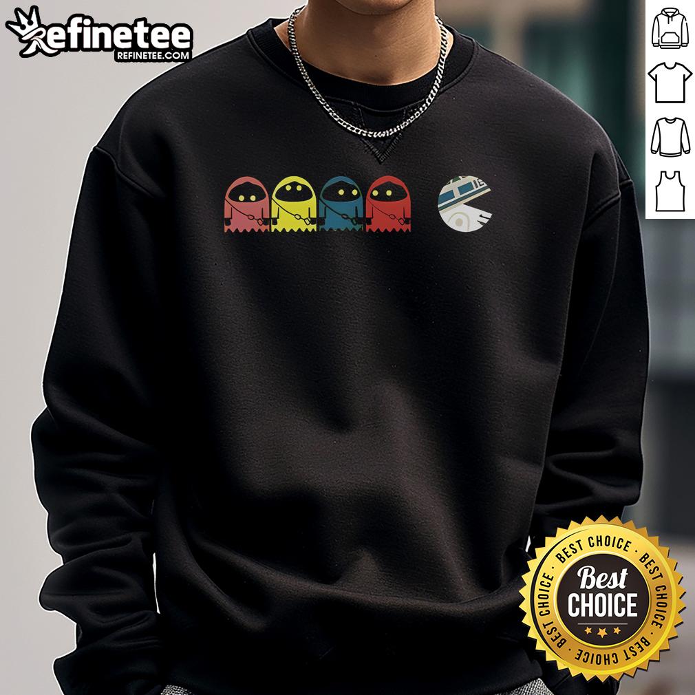 Official Utini Pacman Star Wars Sweatshirt featuring a vibrant design blending classic gaming and sci-fi elements.
