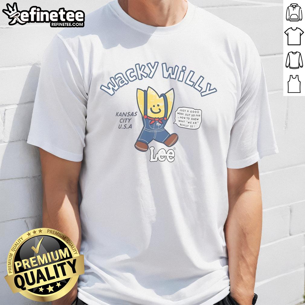 Alt Text: Official Wacky Willy X Lee Kansas City U.S.A T-Shirt featuring vibrant graphic design and stylish fit.