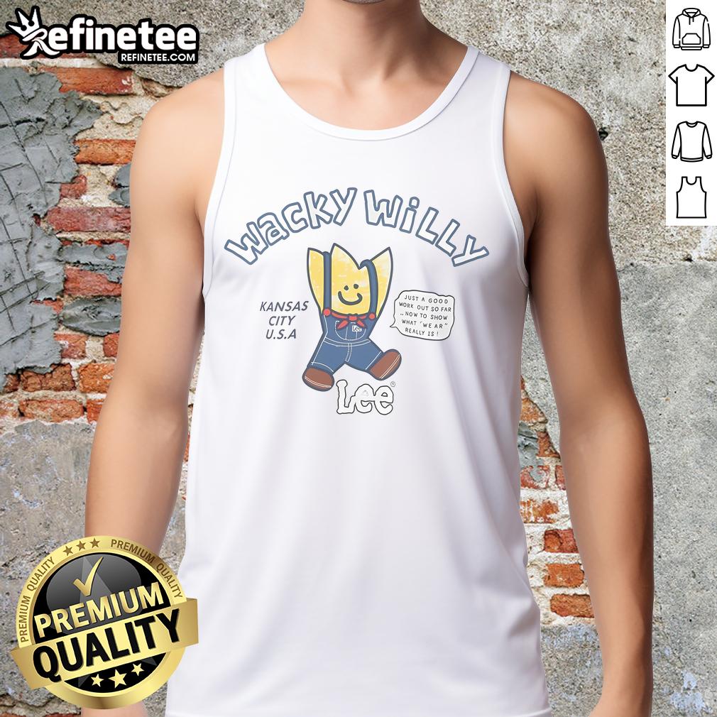 Alt Text: Official Wacky Willy X Lee Kansas City U.S.A. tank top featuring vibrant design and stylish fit for casual wear.