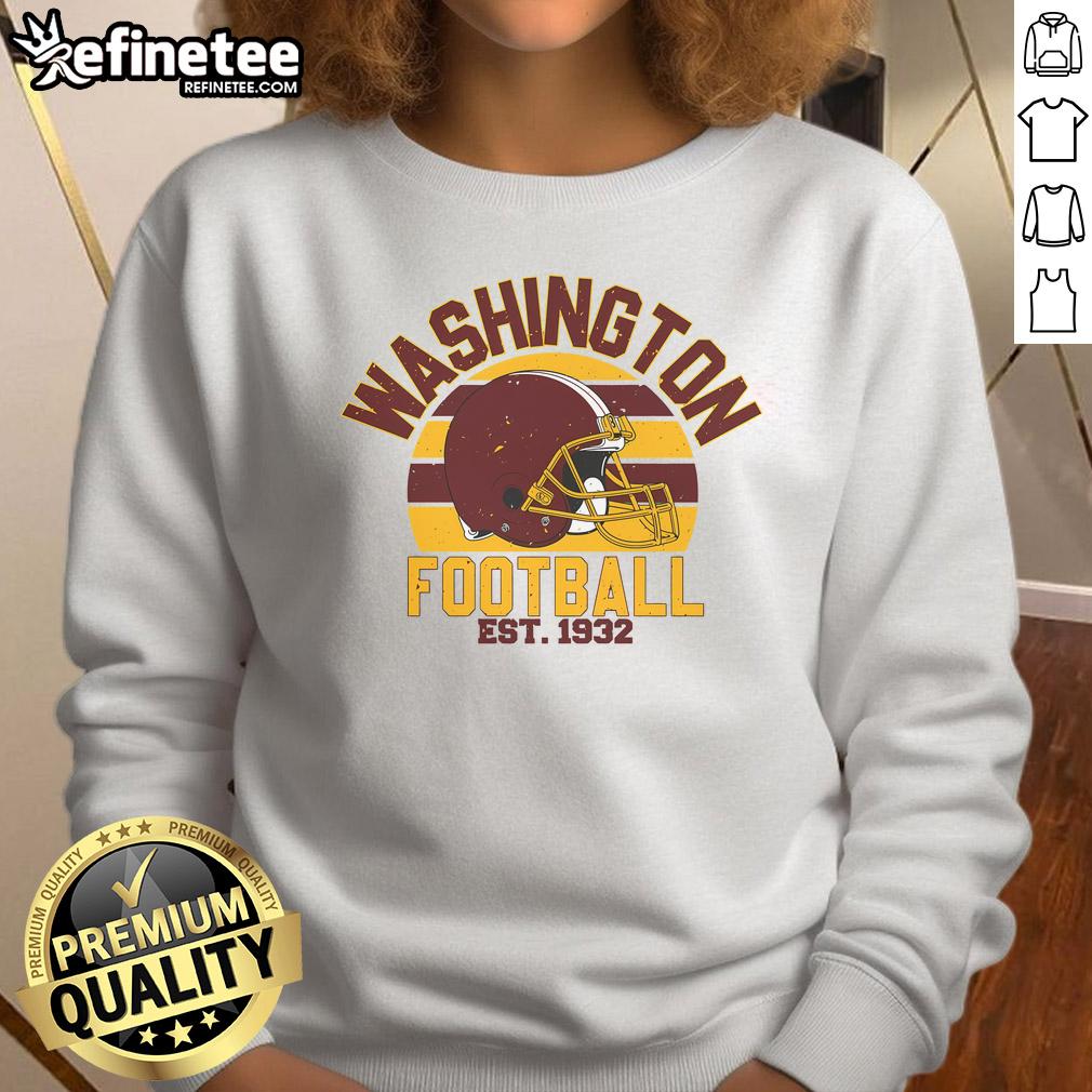 Alt Text: Official Washington Football Est 1932 Sweatshirt in navy blue, showcasing team logo and vintage design. Perfect for fans.