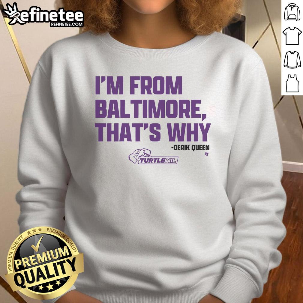 Premium Derik Queen I'm From Baltimore purple sweatshirt featuring bold text and stylish design for casual wear.