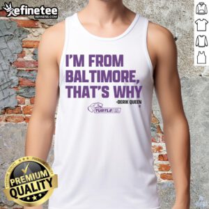 Premium Derik Queen 'I'm From Baltimore' purple tank top displayed on a mannequin, showcasing vibrant color and style.