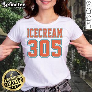 Premium Miami Ice Cream 305 Yard Line Ladies Tee featuring a stylish design perfect for summer outings and casual wear.