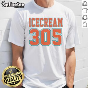 Alt Text: Premium Miami Ice Cream 305 Yard Line T-Shirt featuring vibrant graphics and a comfortable fit for fans and ice cream lovers.