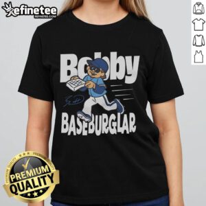 Good Bobby Baseburglar Kids and Ladies Tee featuring fun graphics, perfect for casual wear and playful adventures.