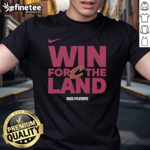 Alt Text: Cleveland Cavaliers logo t-shirt celebrating a good NBA playoffs win for the Land, perfect for fans in 2025.