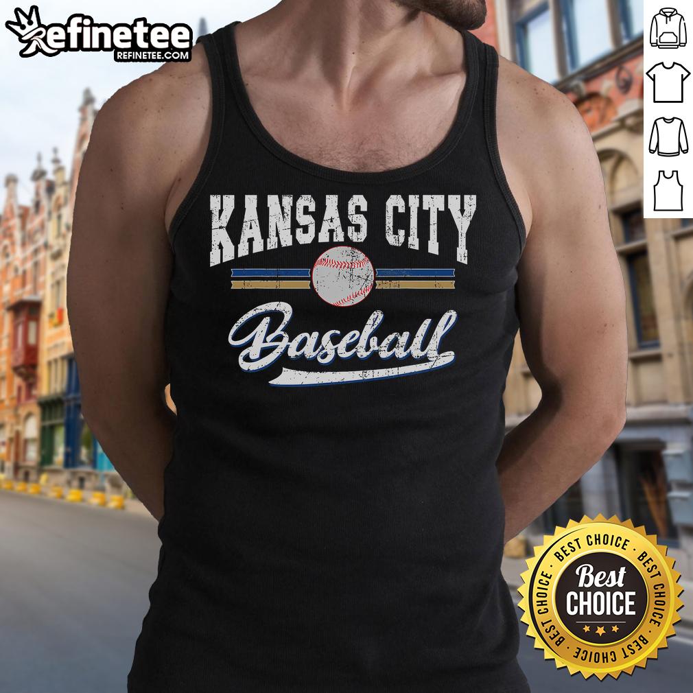 Vintage Kansas City baseball tank top for game day, featuring a retro design perfect for sports fans.