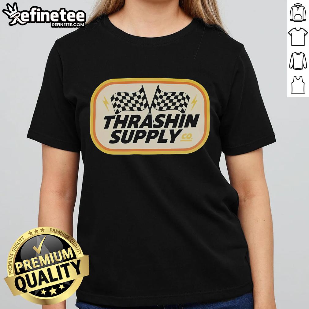 Good Thrashin Supply Rally Ladies Tee featuring a stylish design for women who love outdoor adventures.