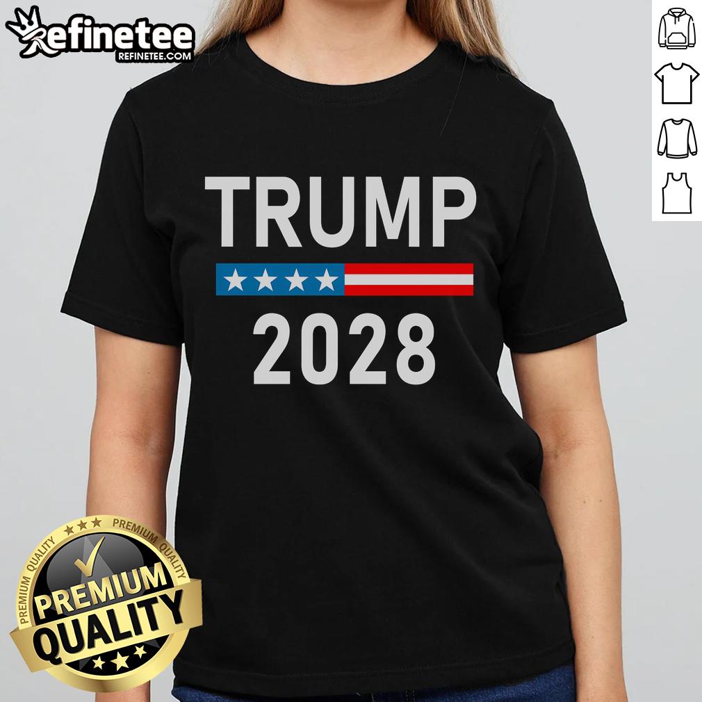 Good Trump 2028 Ladies Tee featuring a stylish design for supporters of Trump's 2028 campaign, perfect for casual wear.