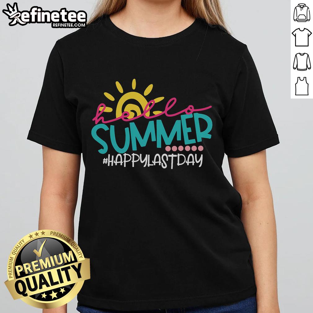 Happy Last Day of School: Teacher and student celebrate summer in a fun ladies' tee, capturing joyful end-of-year moments.
