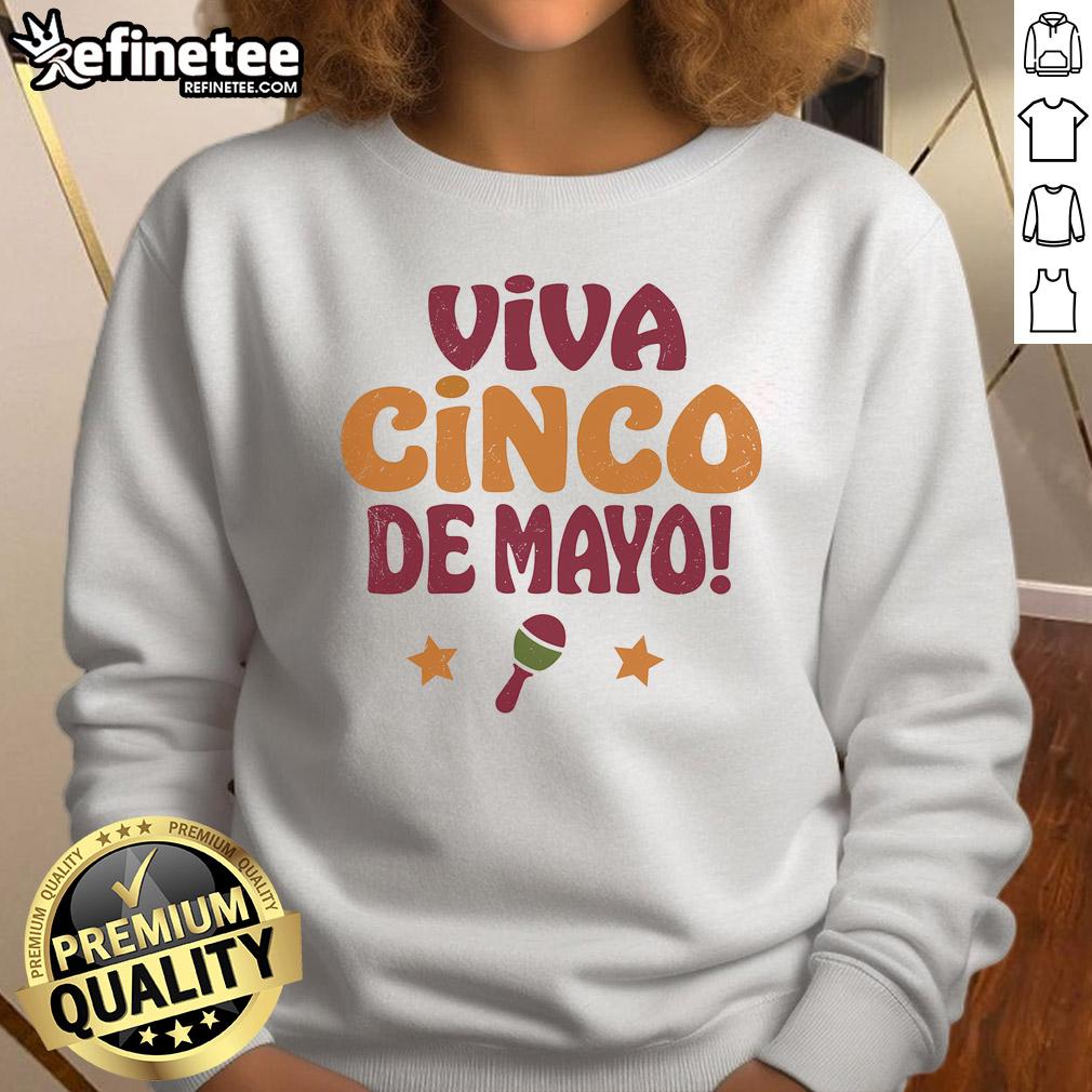 Bright and colorful Happy Viva Cinco de Mayo fiesta sweatshirt featuring festive designs and vibrant colors for celebration.
