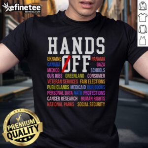 Hot Hands Off Protest Saturday April 5 T-Shirt featuring bold graphics promoting social justice and activism.