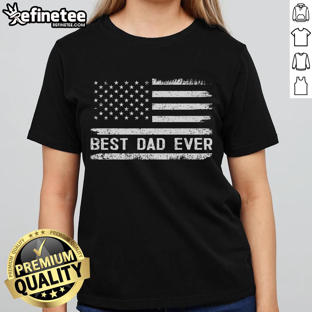 Nice Best Dad Ever tee for ladies featuring the US America flag design, perfect for celebrating Father's Day or patriotic events.