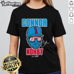 Nice Connor Bleeping Norby Ladies Tee featuring a stylish design, perfect for casual wear and fan apparel.