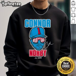 Nice Connor Bleeping Norby sweatshirt displayed on a hanger, featuring a trendy and casual design perfect for everyday wear.