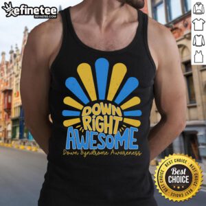 Stylish tank top featuring 'Awesome World' design for Down Syndrome Awareness, perfect for casual wear and support.