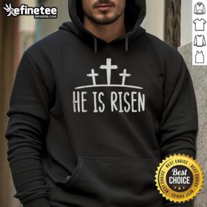 Nice Easter He Is Risen Cross Religious Christian Hoodie featuring a vibrant design perfect for celebrating Easter.
