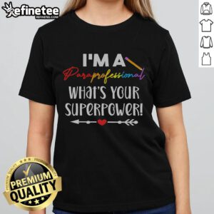 Nice I'm a Paraprofessional, What's Your Superpower? Ladies Tee showcasing a fun design for educators.