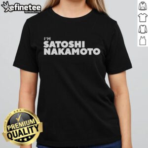 Stylish ladies' tee featuring 'Nice, I'm Satoshi Nakamoto' design, perfect for Bitcoin enthusiasts and crypto lovers.