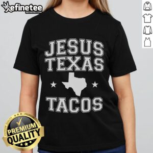 Vintage Texas longhorn graphic tee featuring Jesus and tacos, perfect for ladies who love Texas pride and retro style.