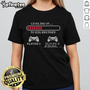 Vintage gaming ladies tee featuring 'Nice Leveling Up to Big Brother 2024' design, perfect for gamers and enthusiasts.