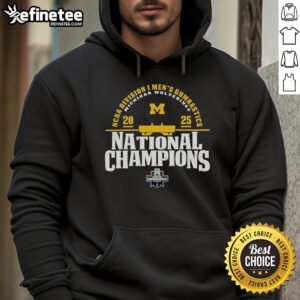 2025 NCAA Division I Men's Gymnastics National Champions hoodie featuring Nice Michigan Wolverines logo and design.