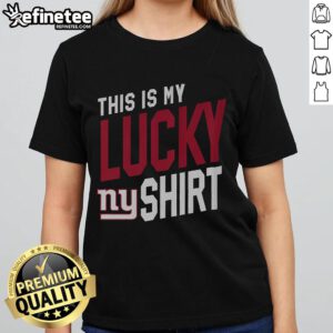 Lucky New York Giants ladies tee featuring team logo and vibrant colors, perfect for game day and fans.