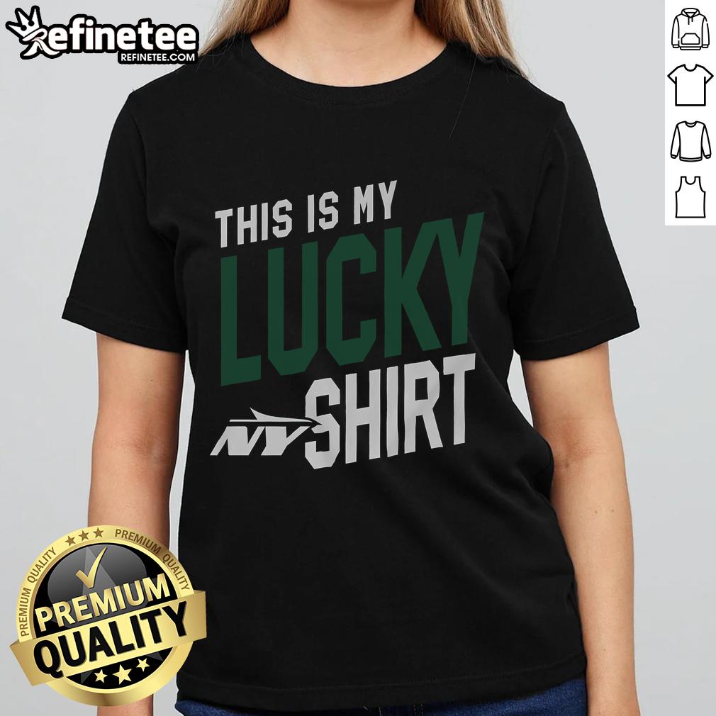 Lucky ladies tee featuring the New York Jets logo, perfect for fans showcasing team spirit and style.