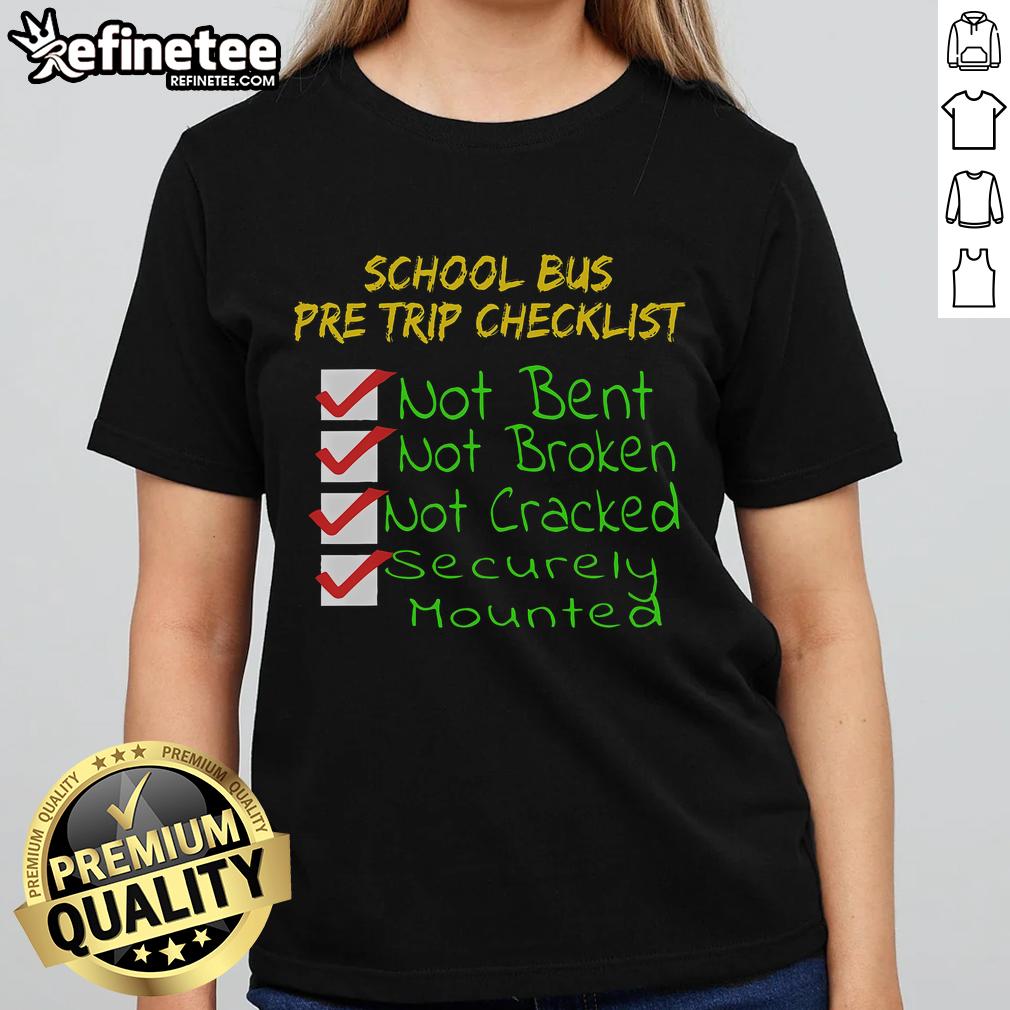 Nice Novelty CDL School Bus Driver Pretrip Trucking Ladies Tee showcasing a fun design for female truck drivers.