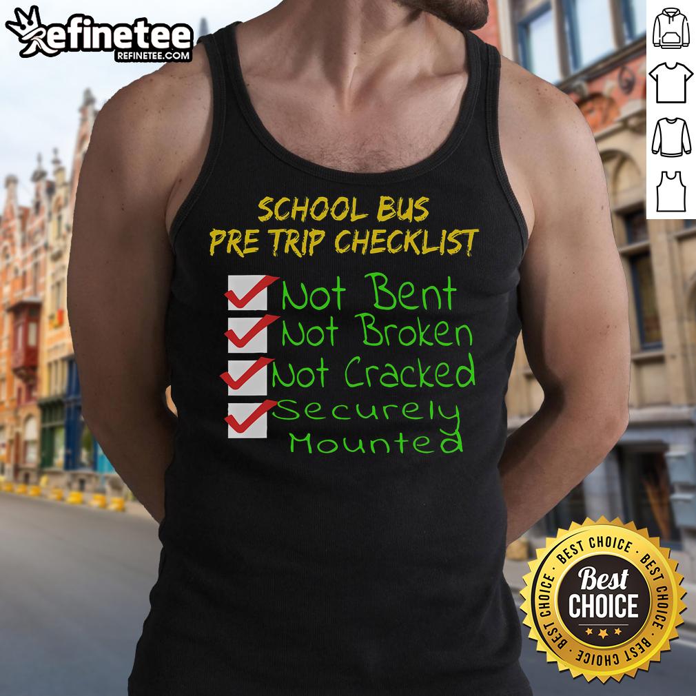 Alt Text: Nice novelty CDL school bus driver pre-trip trucking tank top design featuring vibrant graphics and comfortable fit.