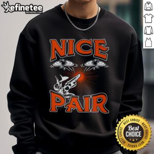Funny sweatshirt featuring 'Nice Pair' design for skeet shooting sport enthusiasts, perfect for stylish outdoor wear.