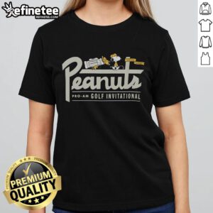 Nice Peanuts Snoopy Golf Pro-Am Invitational Ladies Tee with vibrant graphics featuring Snoopy and golf-themed elements.