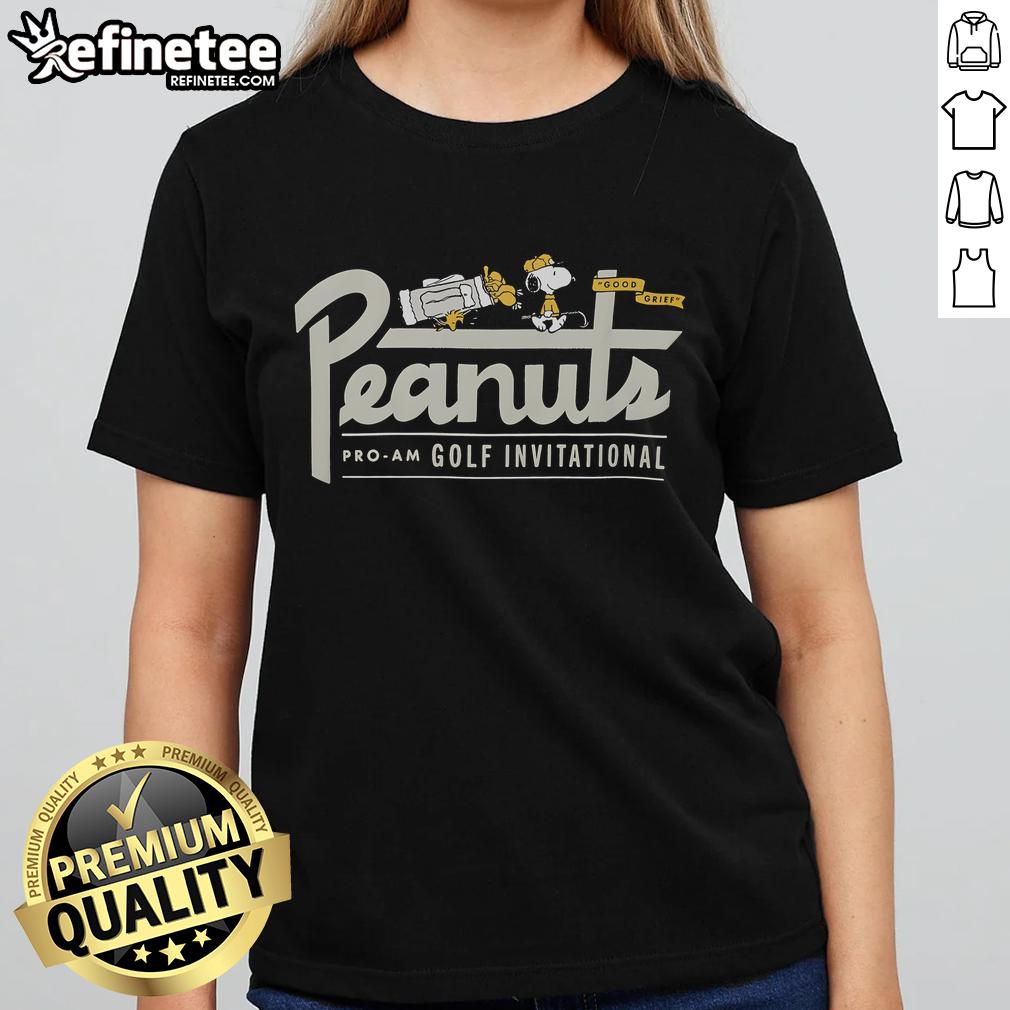 Nice Peanuts Snoopy Golf Pro-Am Invitational Ladies Tee with vibrant graphics featuring Snoopy and golf-themed elements.