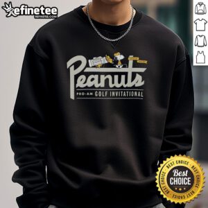 Nice Peanuts Snoopy Golf Pro-Am Invitational sweatshirt featuring colorful graphics and a cozy design for golf fans.
