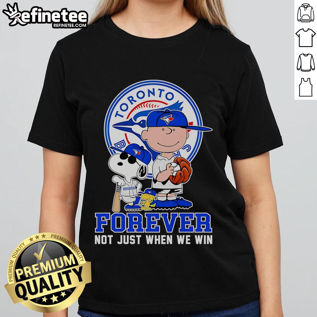 Nice Peanuts Toronto Blue Jays Forever tee for ladies, celebrating team spirit beyond just winning games.