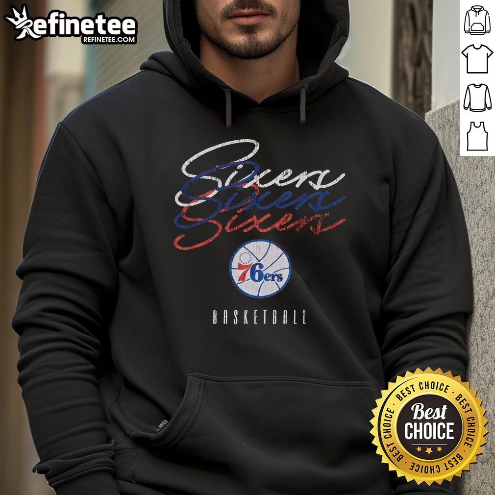 Alt Text: Nice Philadelphia 76ers Hardwood Classics Triple Stack Hoodie showcasing team colors and logo in a stylish design.