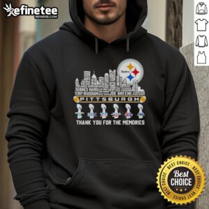 Alt Text: 2025 Pittsburgh Steelers hoodie featuring skyline and player names, honoring fans with 'Thank You For The Memories' design.